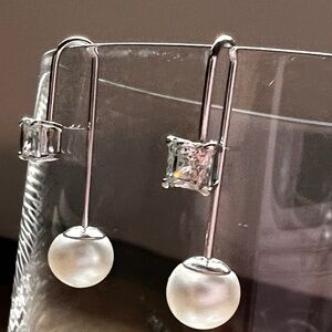 Swarovski Silver Earrings with Pearl Detail